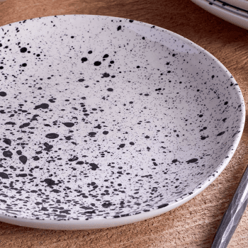 Image showing the Ama Splatter Dinnerware Set, White & Black product.