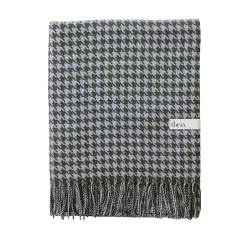 Image showing the Lambswool Blanket, 150 x 200cm, Olive Houndstooth product.