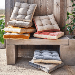 Image showing the Cushioned Seat Pad, L40 x W40cm, Natural and Grey product.