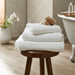 Image showing the Super-Soft Ecoloom Stripe Hand Towel, 50 x 90cm, White/Grey product.