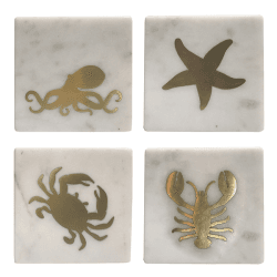 Image showing the Seashore Set of 4 Coasters, L10cm x W10cm, White product.