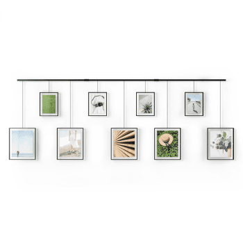 Image showing the Exhibit Set of 9 Hanging Photo Frames, Black product.