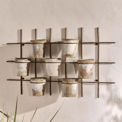 Image showing the Abari Wall Hung Planter, H9.5 x W10cm, Aged Zinc/Brown product.