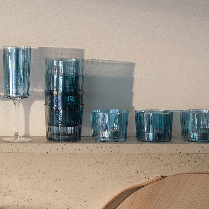 Gems Set of 4 Tealight Holders, H6cm, Sapphire