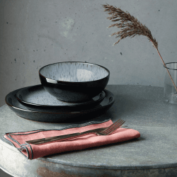 Image showing the Halo Set Of 4 Cereal Bowls, D16cm, Grey product.