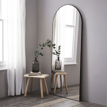 Image showing the Chiltern Thin Metal Arch Mirror, 79 x 187cm, Black product.