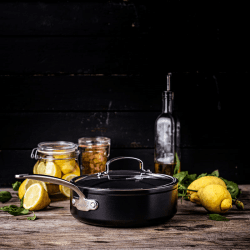 Image showing the Barcelona Pro Non-Stick Skillet with Lid, 24, Black product.