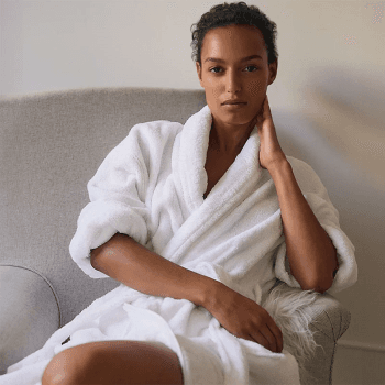 Image showing the Organic Cotton Large Classic Robe, White product.