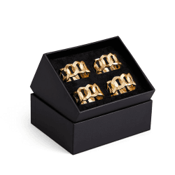 Image showing the Cuban Link Set of 4 Napkin Rings, D6cm, Gold product.