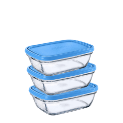 Image showing the Freshbox Set of 3 Rectangular Food Containers with Lids, Clear product.