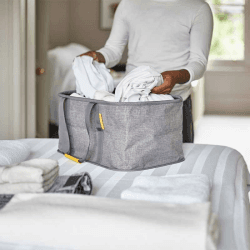Image showing the Hold-All Collapsible Laundry Basket, 35L, Grey product.