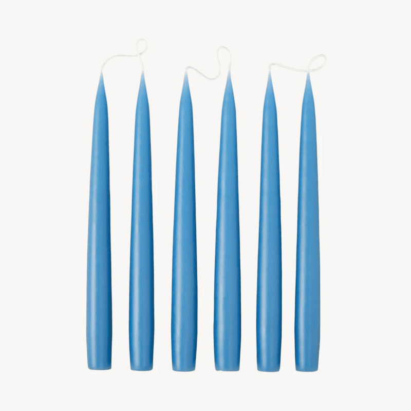 Set of 6 Tapered Dinner Candles, H25cm, Wedgewood Blue