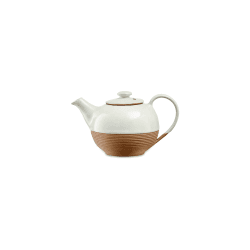 Image showing the Mali Ribbed teapot, H14 x W21.5 x Dia 13.5cm, White & Terracotta product.