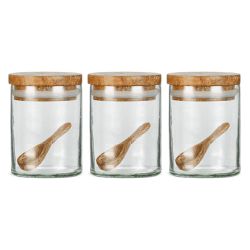 Image showing the Izaan Set of 3 Spice Jars, 190ml, Clear product.
