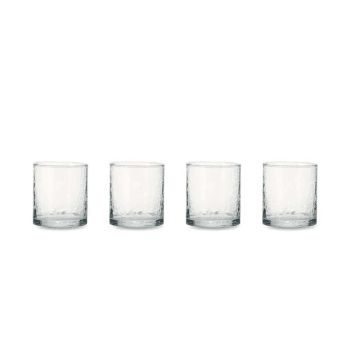 Image showing the Yala Hammered Tumbler, Set of 4, Clear Glass product.
