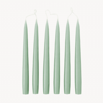 Image showing the Set of 6 Tapered Dinner Candles, H25cm, Sage Green product.