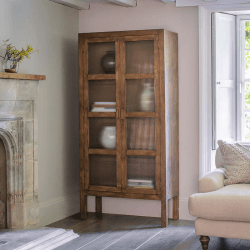 Image showing the Mendani Mango Wood & Fluted Glass Cabinet, Walnut product.