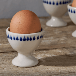 Image showing the Indigo Drop Set of 2 Egg Cups, Cream & Blue product.