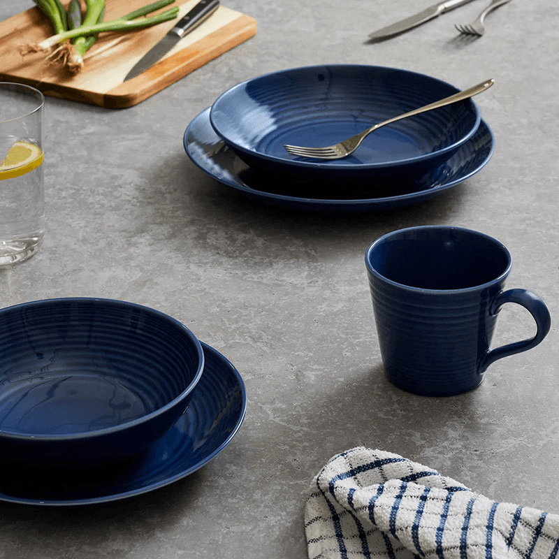 Gordon Ramsay Maze 12 Piece Dinerware Set, Denim Blue