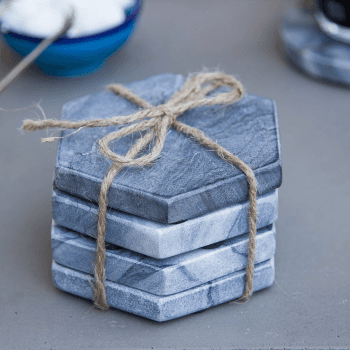Image showing the Marble Hexagonal Coasters, Set of 4, Grey product.