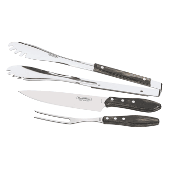 Image showing the Barbecue Set, 3 Piece, Brown, Brown/Silver product.
