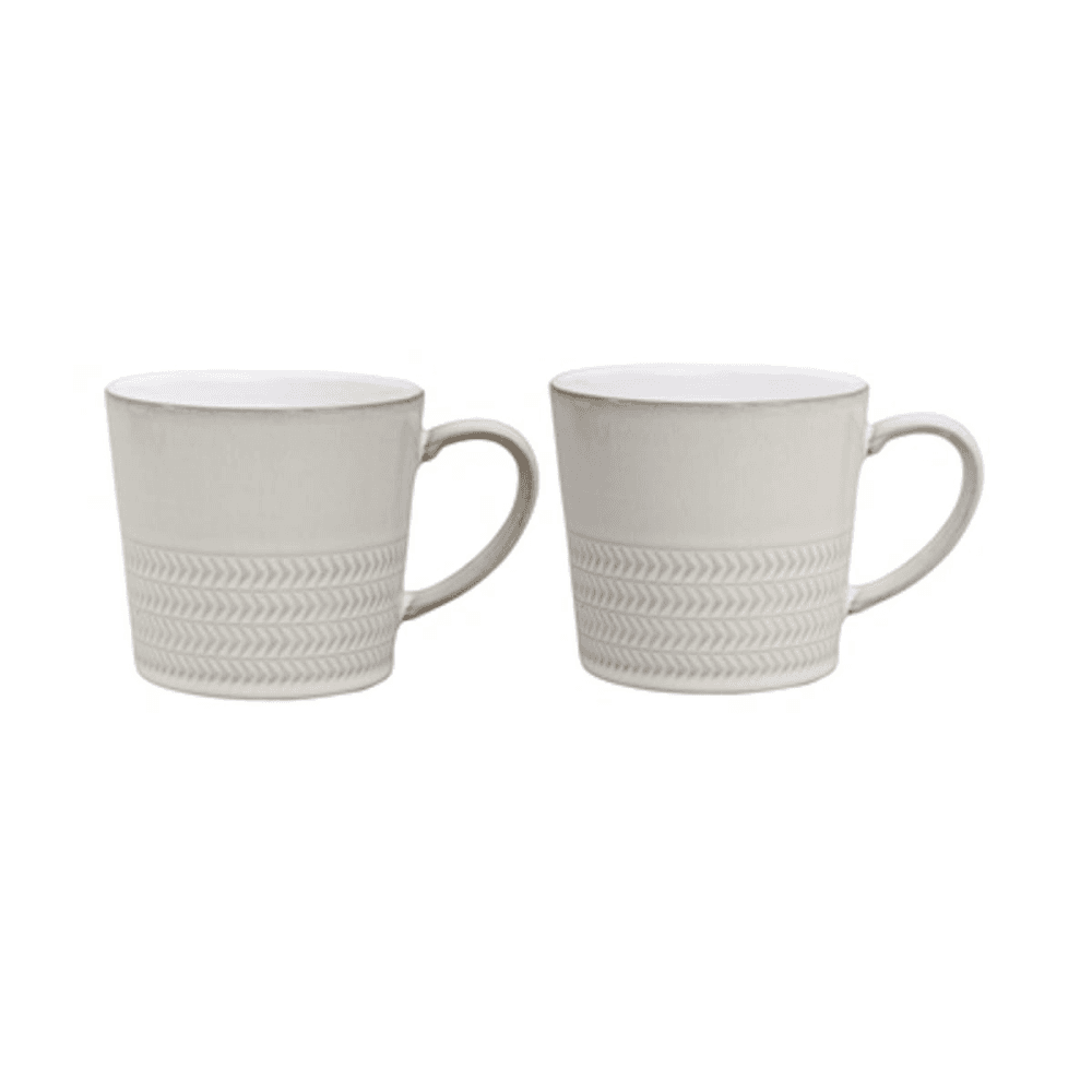 Natural Canvas Set of 2 Textured Mugs, 400ml
