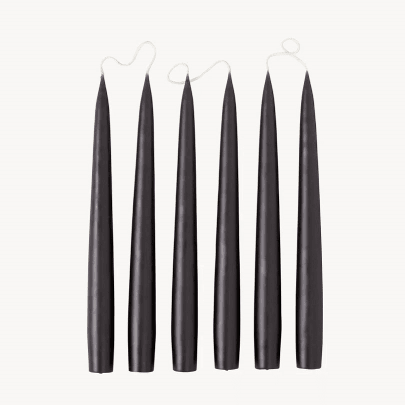 Set of 6 Tapered Dinner Candles, H25cm, Black