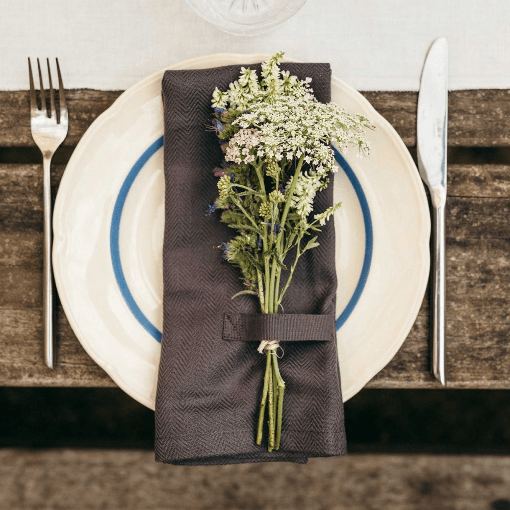 Herringbone Kitchen towel, 53 x 86cm, Dark Grey