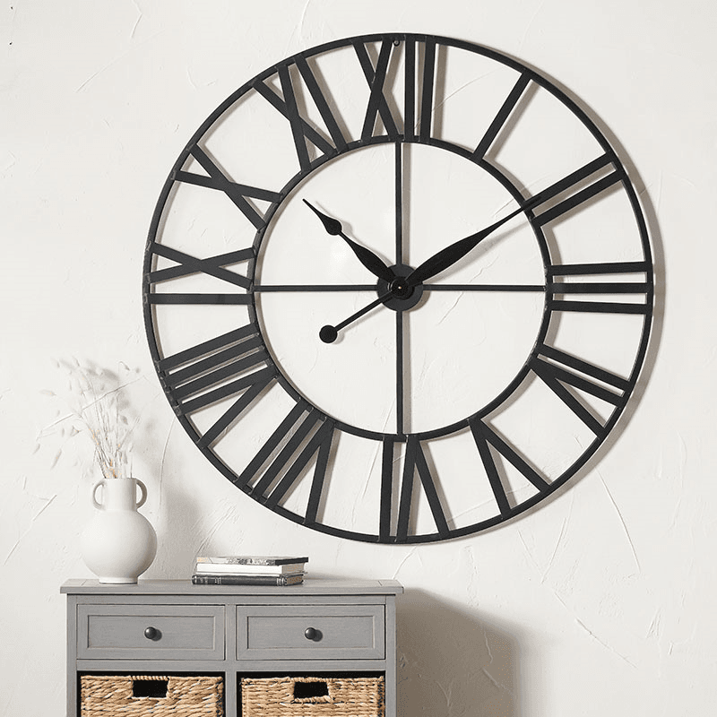 Metal Wall Clock, D120cm, Black