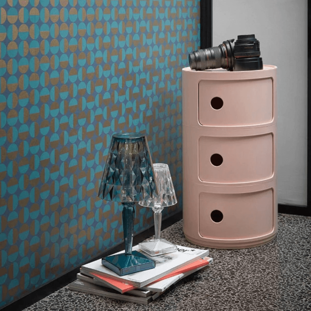 Componibili 3 door cabinet, H58 x W32 x D32 cm, Pink