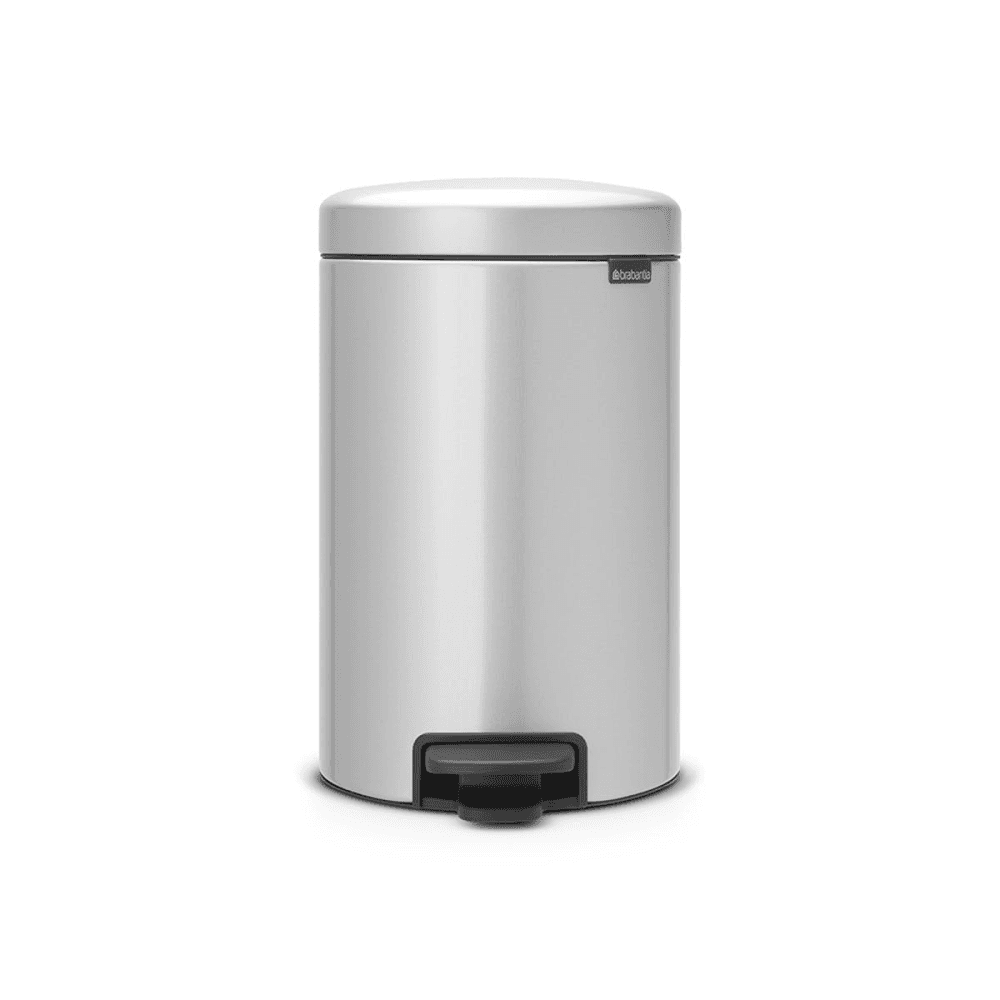 New Icon Plastic bucket pedal bin, 12 litre, Metallic Grey