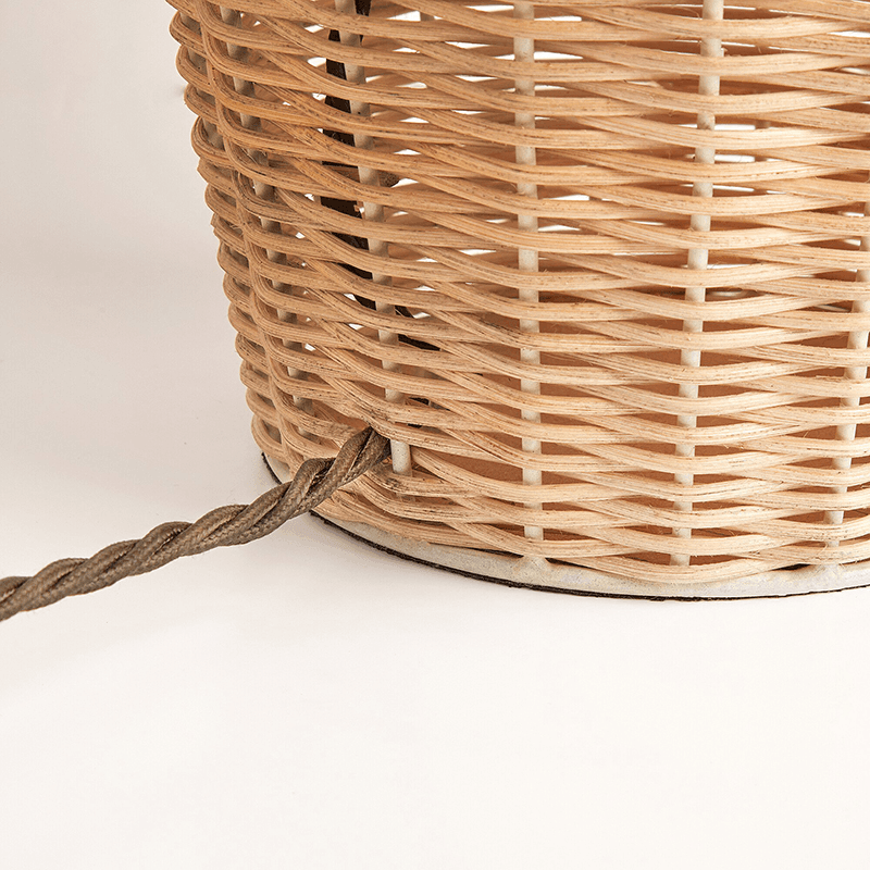 Rattle Regular Table Lamp Base Only, H39cm x W23cm, Natural Rattan and Antique Brass