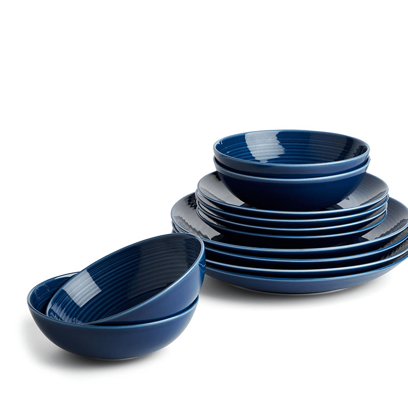 Gordon Ramsay Maze 12 Piece Dinerware Set, Denim Blue