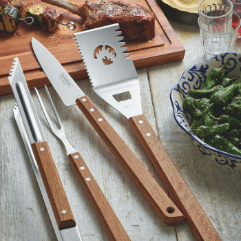 Image showing the 3 Piece BBQ Set, Brown/Silver product.