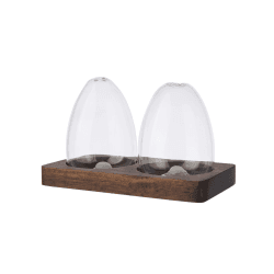 Image showing the Salt & pepper set, L14 x W7 x H8.5cm, Acacia Wood / Glass product.