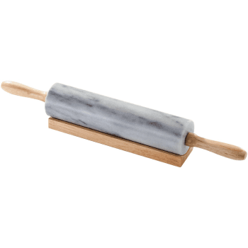 Image showing the Marble Rolling Pin & Wooden Stand, Grey product.