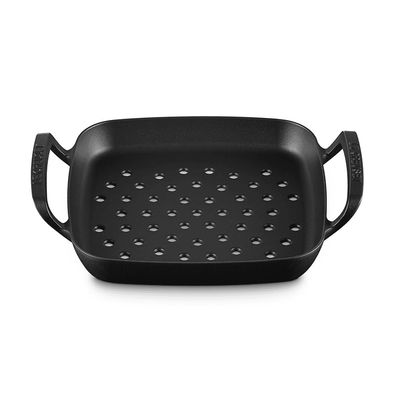 BBQ Square Grill Cooking Basket, 30cm, Satin Black