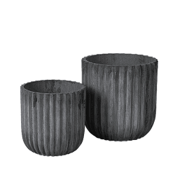Image showing the Fiber Set of 2 Planters, D37 x H37cm, Charcoal product.