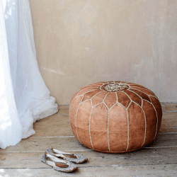 Image showing the Moroccan Pouffe Cover Tan, Tan product.