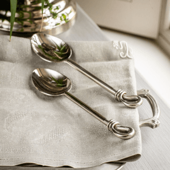 Image showing the Polished Knot Pair of serving spoons, 24.5cm, Stainless Steel product.