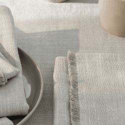 Image showing the Fringed Set of 4 Napkins, 45 x 45cm, Soft Grey product.