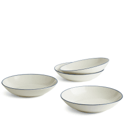 Image showing the Gordon Ramsay Maze Denim Line Set of 4 Pasta Bowls, D24cm, White product.