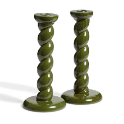 Image showing the Barley Pair of Twist Candle Holders, H24cm, Spruce product.