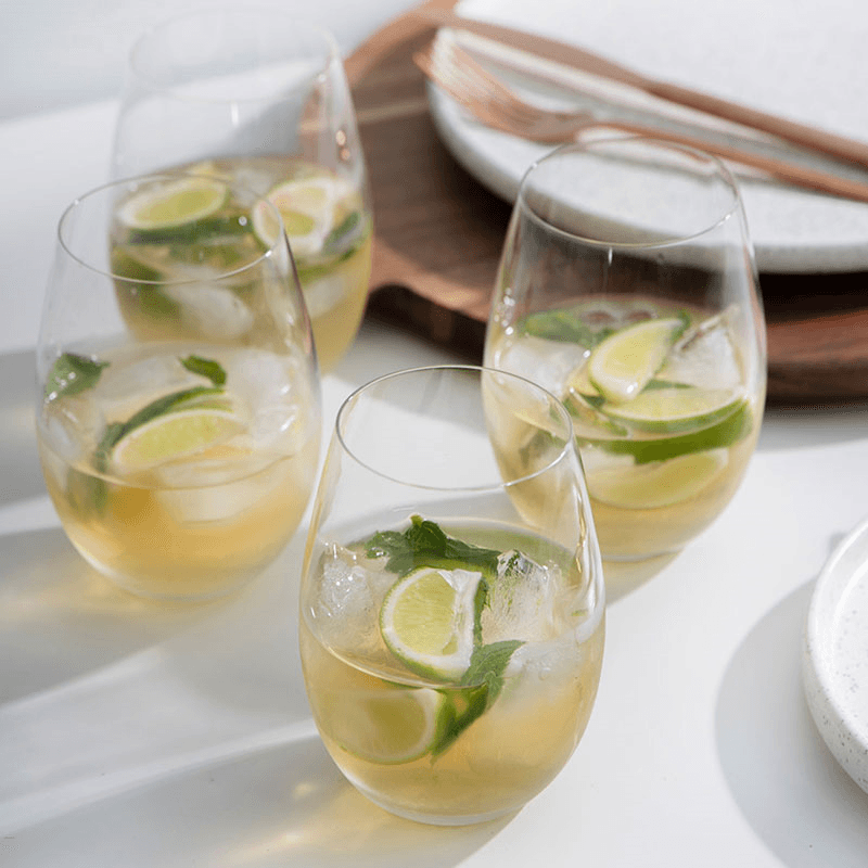 Julie Set of 4 Stemless Wine Glasses, 584ml, Clear