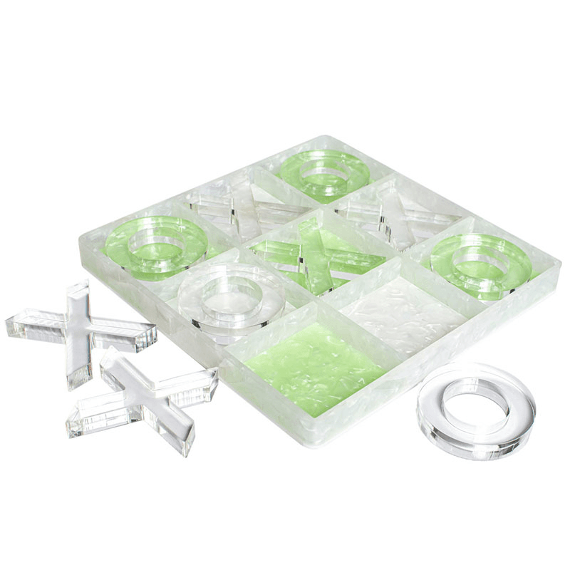 Marble Tic Tac Toe, L25.5 x W25.5cm, Green & White