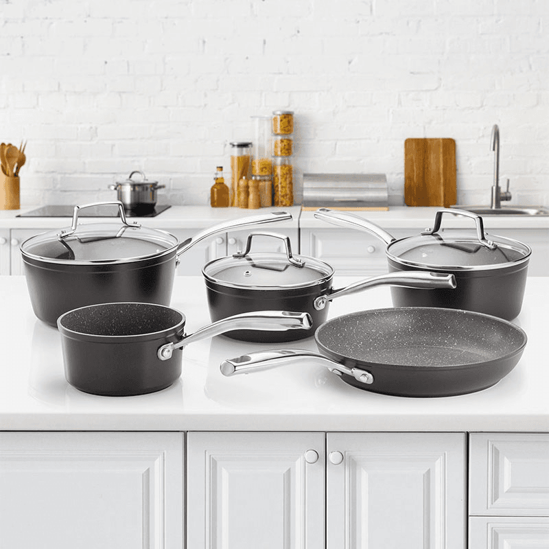 Rocktanium Non-Stick 5 piece saucepan set, Aluminium