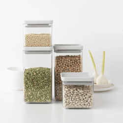 Image showing the Tasty+ Square Canisters Set of 4, Light Grey product.