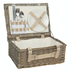 Image showing the Fitted Picnic Hamper, 14", Cream/Brown product.