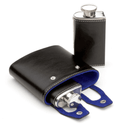 Image showing the Double Hip Flask, H11.5 x W11.5cm, Black product.