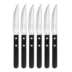 Image showing the Trattoria Bright Set of 6 steak knives, 22.2cm, Stainless Steel product.